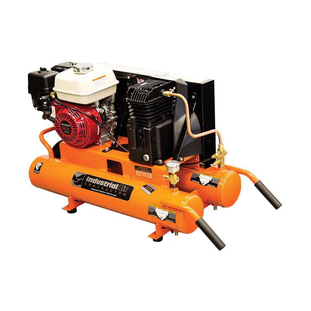 8 gallon Industrial Air compressor side angle view